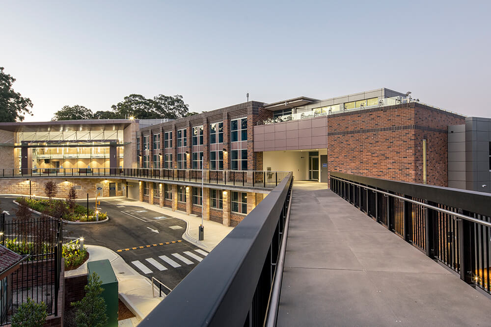 Knox Grammar School's campus in Wahroonga at dusk